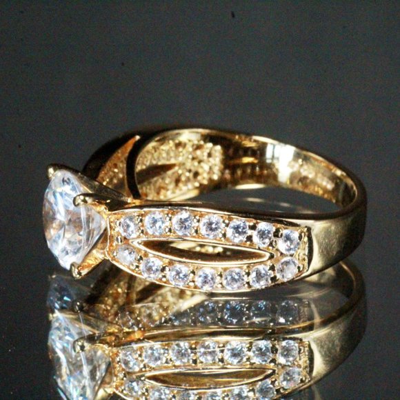 Sterling Silver New Mint QVC CZ Vermeil Ring - Picture 5 of 7